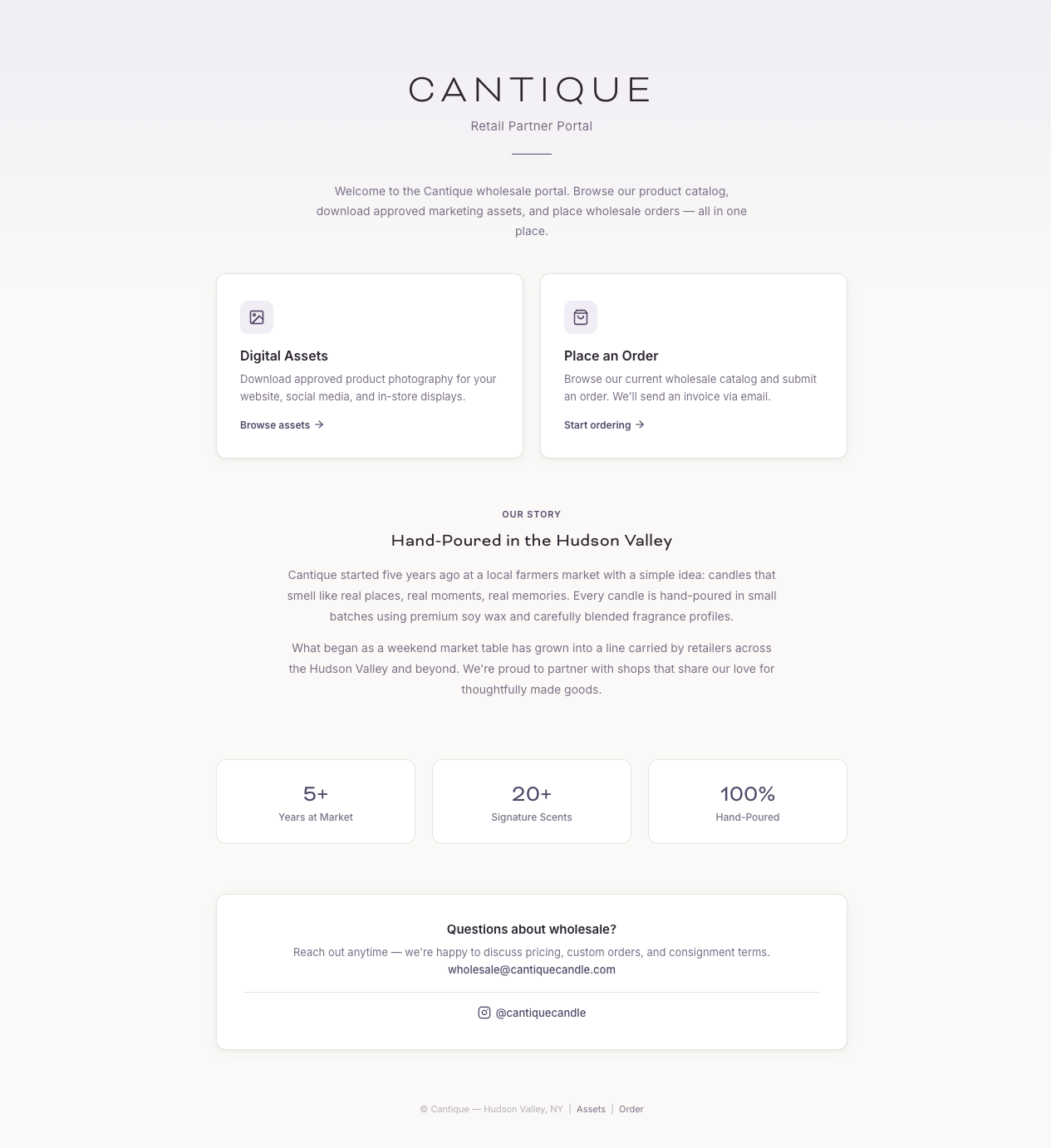 Cantique retail partner portal